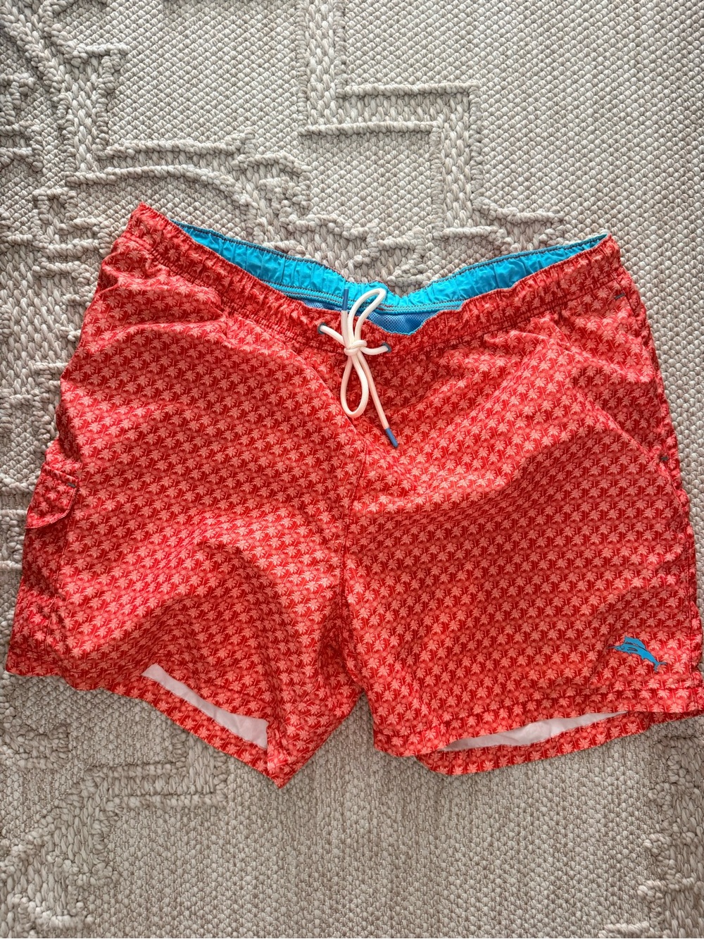Tommy Bahama Swim Trunks Mens XL Orange Palm Tree Shorts Board Short Marlin